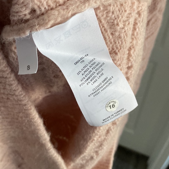 Closed Light Pink Alpaca and Wool Blend Knit Oversized Sweater Size XS - Picture 3 of 5